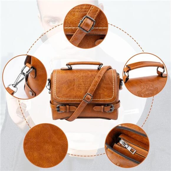 Shoulder Bag Cute Soft PU Leather Orange - Picture 5 of 6